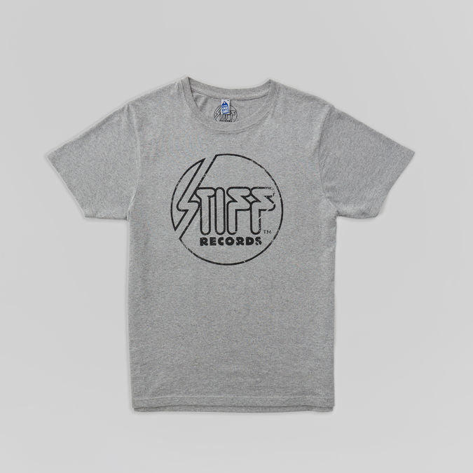 Stiff Records - Grey Marl Stiff Logo Distress Print T-Shirt