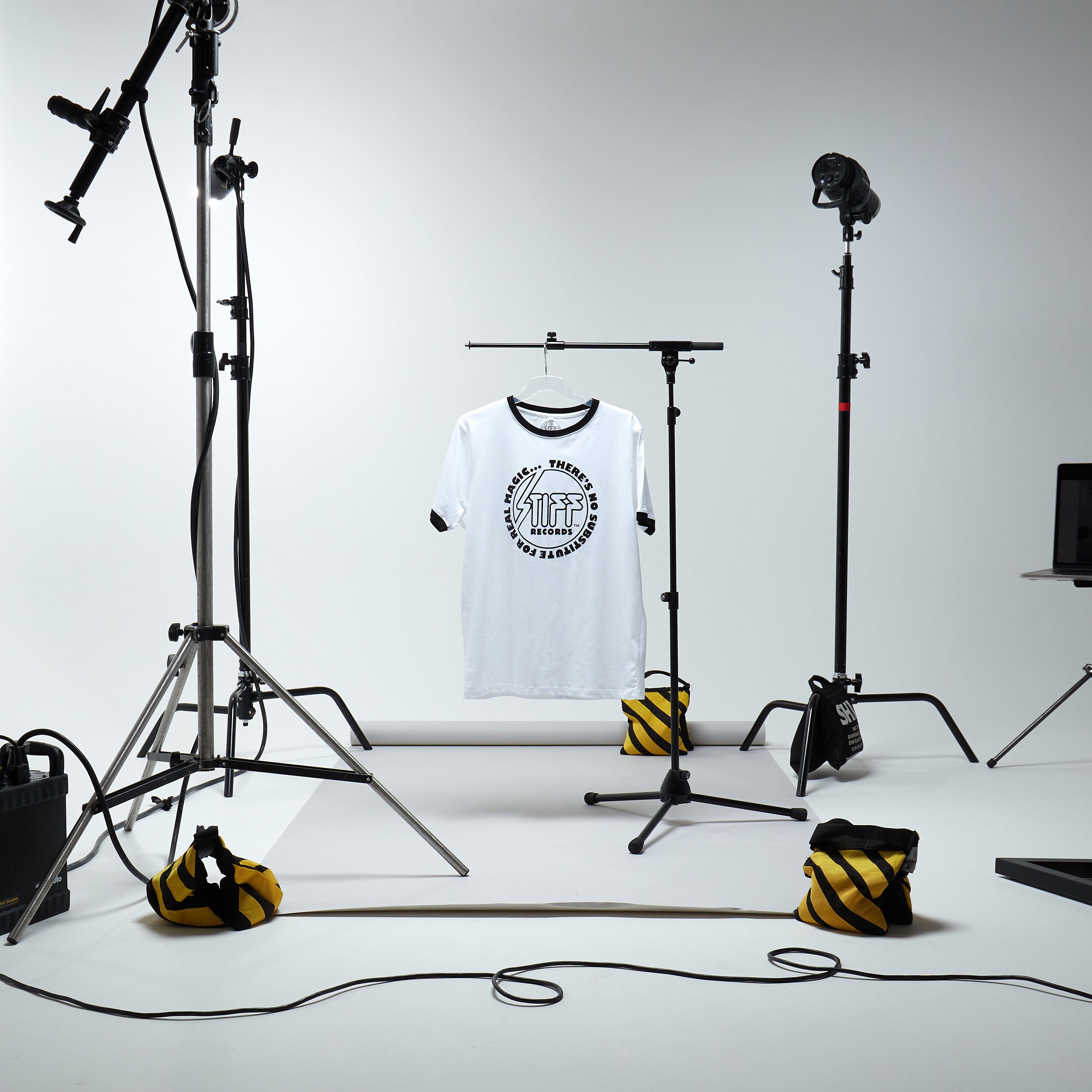 Stiff Records - White & Black Stiff 'Real Magic' Print Ringer T-Shirt