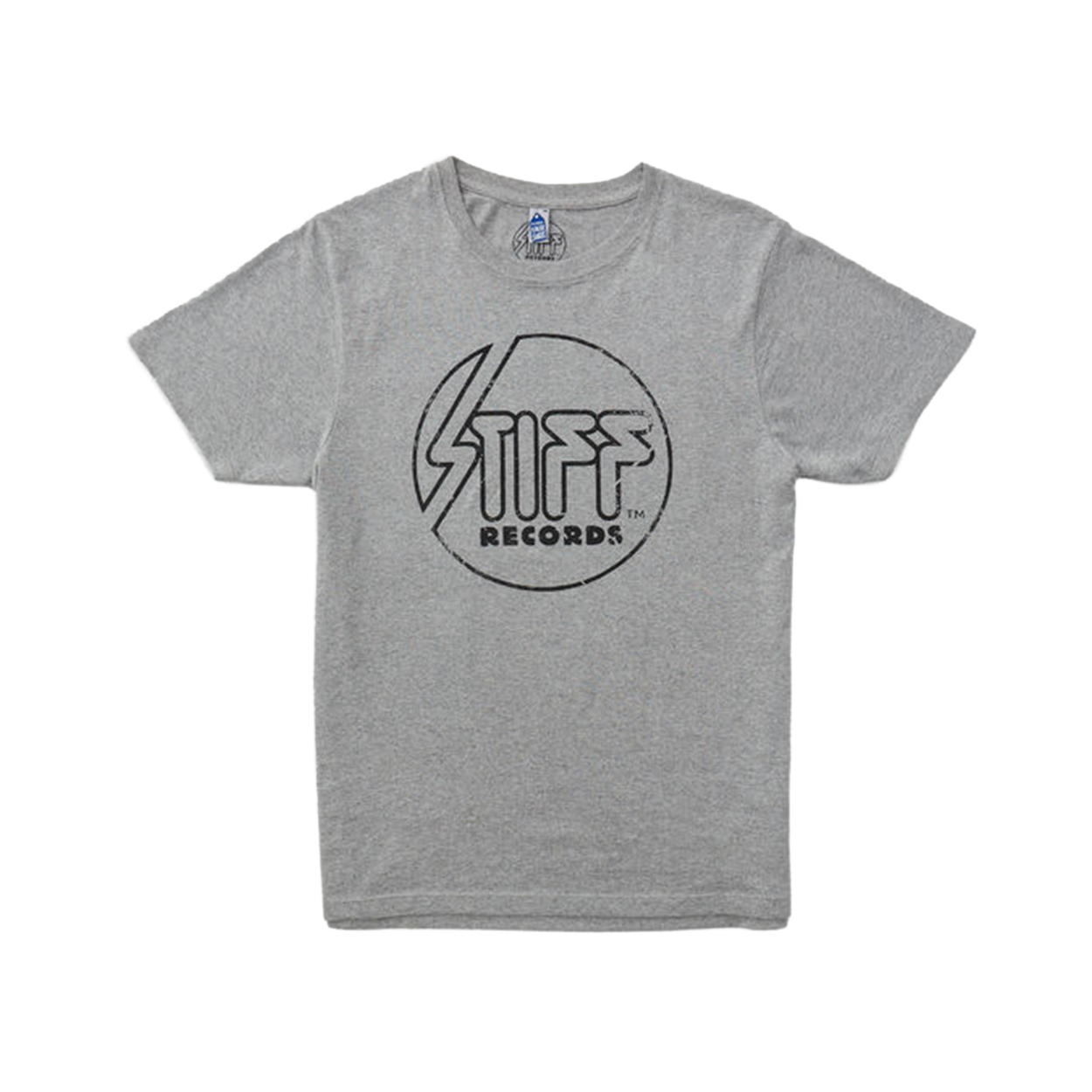 Stiff Records - Grey Marl Stiff Logo Distress Print T-Shirt 