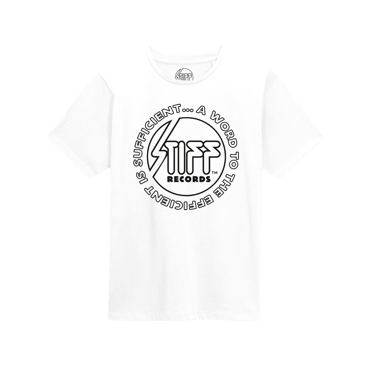 Stiff Records - White & Black 'A Word To The Efficient' Print T-Shirt.